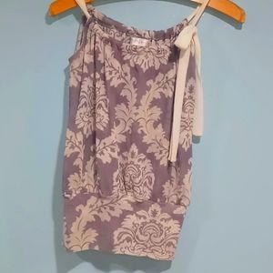 Grey and Cream sleeveless Blouse